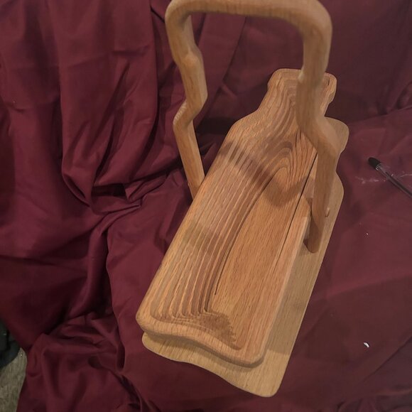 Hand Carved Collapsible wine bottle holder - Picture 2 of 10